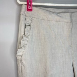 Cynthia Rowley Ruffle Pocket Cream/Tan Pant - Size 2